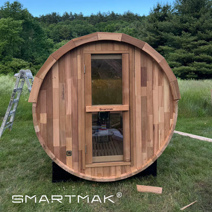 Barrel 3 & 4™ Canadian Hemlock/Red Cedar Outdoor Barrel Sauna (Available in 4-Person & 8-Person)