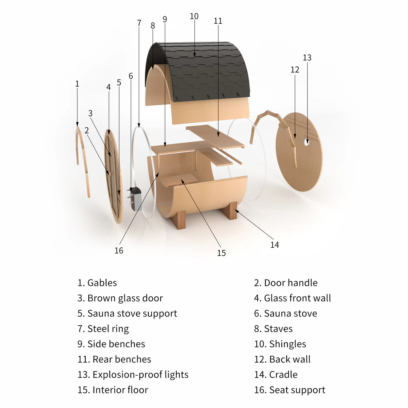 Barrel 8™ Traditional 3-4 Person Outdoor Barrel Sauna