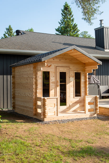 CT Georgian Cabin Sauna with Porch (Wood Burning or Electric) - 6 Person