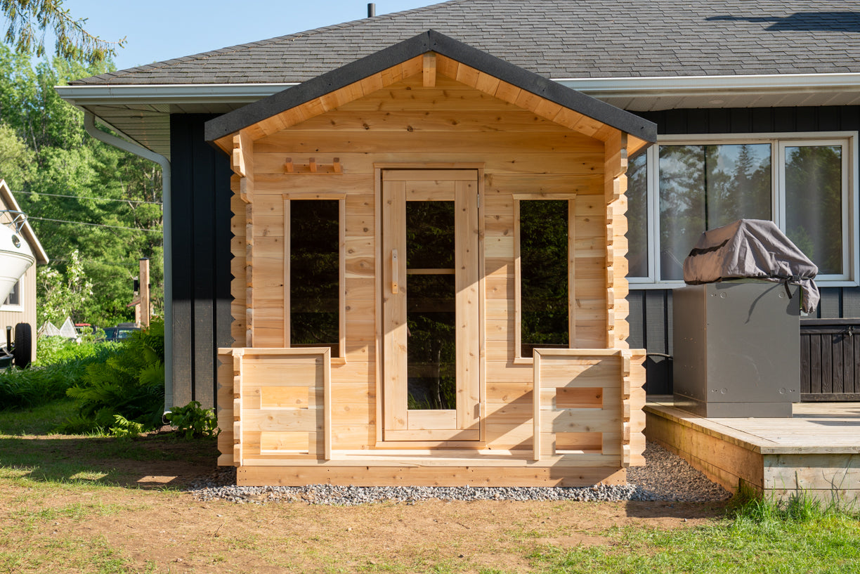 CT Georgian Cabin Sauna with Porch (Wood Burning or Electric) - 6 Person