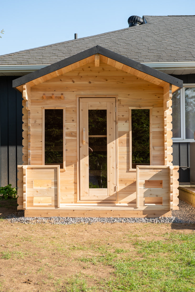 CT Georgian Cabin Sauna with Porch (Wood Burning or Electric) - 6 Person