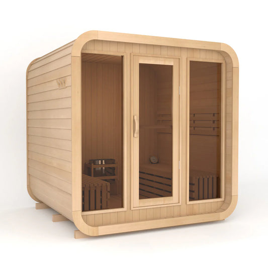 Square 1™ Outdoor 4-Person Wooden Square Steam Sauna Room