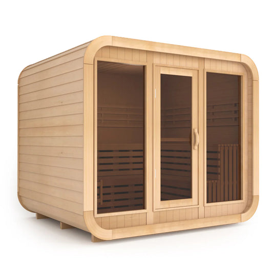 Square 2™ Outdoor 6-Person Wooden Square Steam Sauna Room